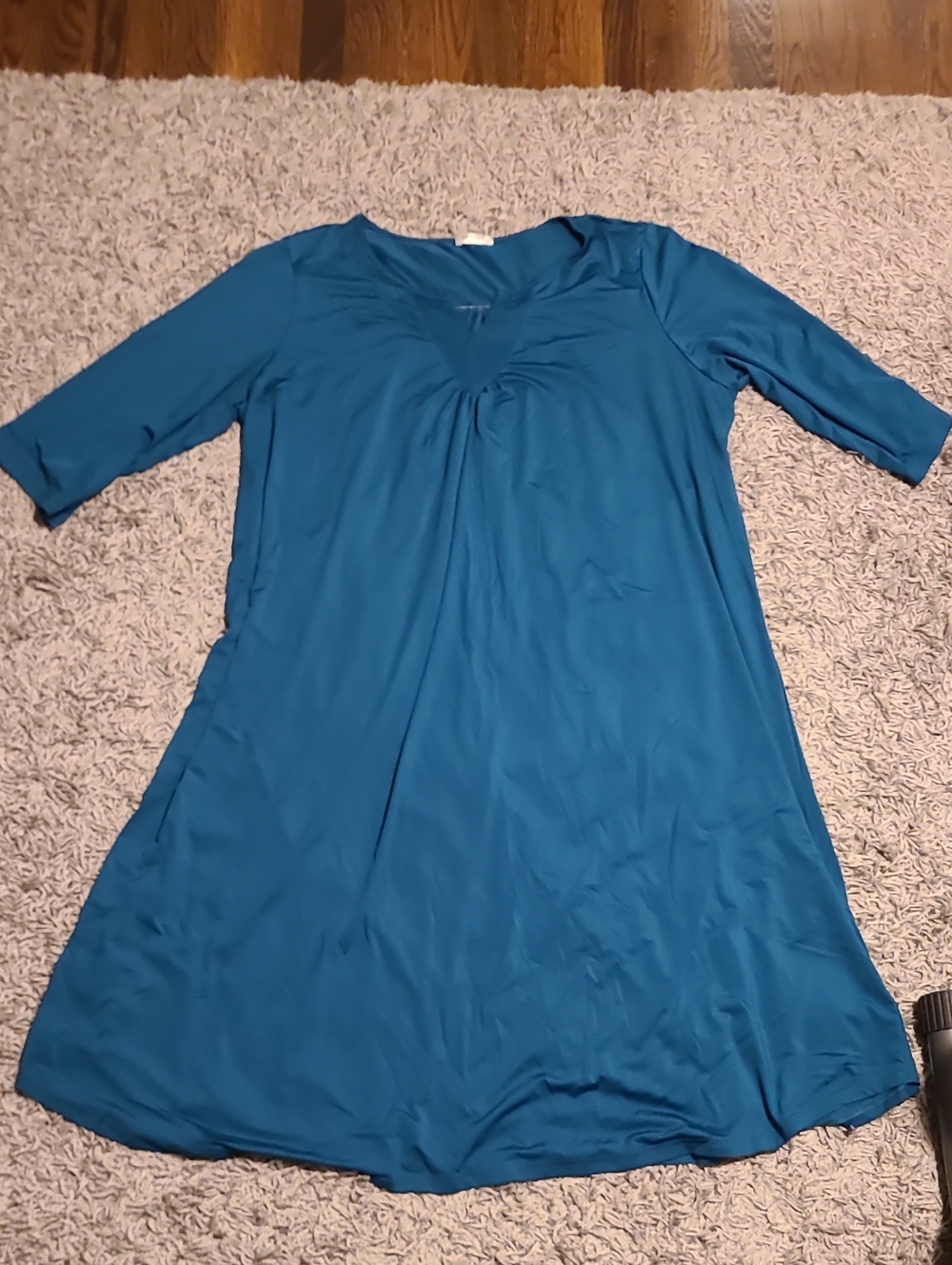 Relaxed Teal Sleep Shirt with V-Neck Detail